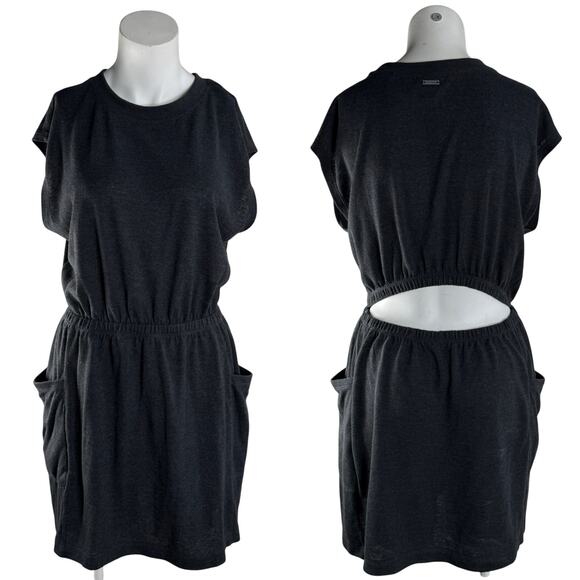 prAna Dress Women’s Medium Gray Open Back Short Short Sleeve - Picture 1 of 8